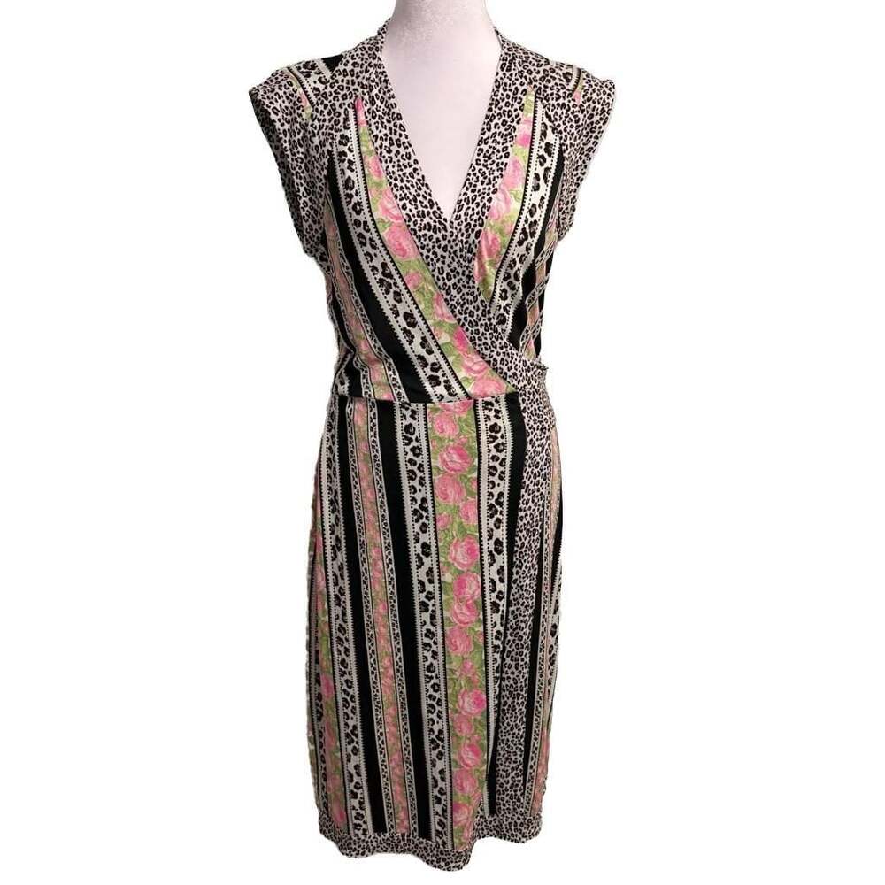 Diane von Furstenberg 100% Silk Fitted Wrap Dress Leopard Career Office Siren 10